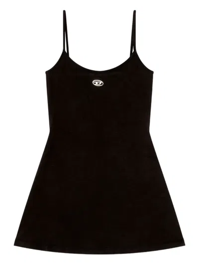 Diesel Mini Dress In Cotton With Oval D Logo In Black