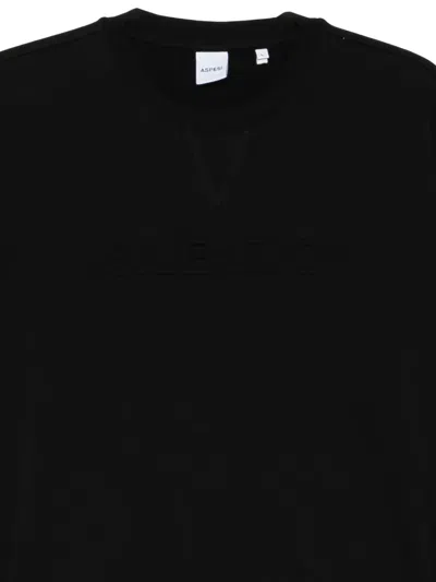 Aspesi Satin Wool Crew-neck Jumper In Black