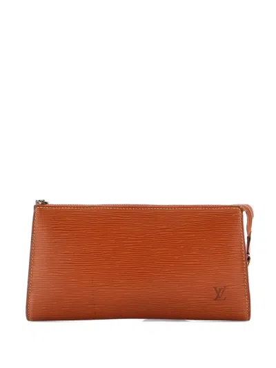 Pre-owned Louis Vuitton Pochette Accessoires Epi Leather Clutch Bag In Brown