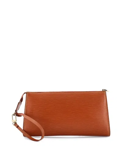 Pre-owned Louis Vuitton Pochette Accessoires Epi Leather Clutch Bag In Brown