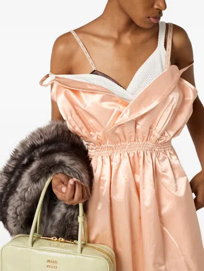 Miu Miu Satin Triangle Bra Adjustable Straps In Brown