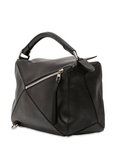 Pre-owned Loewe 2016 Medium Calfskin Puzzle Satchel In Black