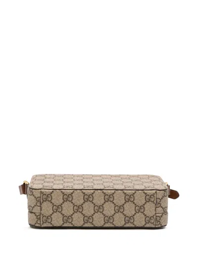 Pre-owned Gucci 2016-2025 Gg Supreme Interlocking G Crossbody Bag In Brown