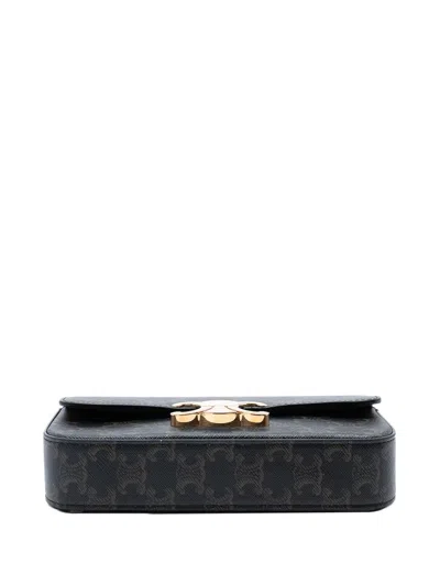 Pre-owned Celine 2023 Triomphe Coated Canvas Claude Chain Shoulder Bag In Brown