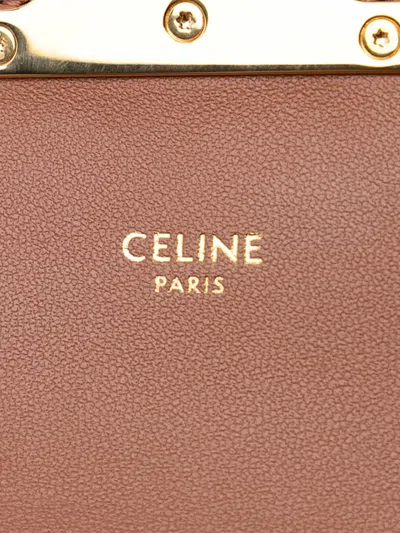 Pre-owned Celine 2023 Triomphe Coated Canvas Claude Chain Shoulder Bag In Brown