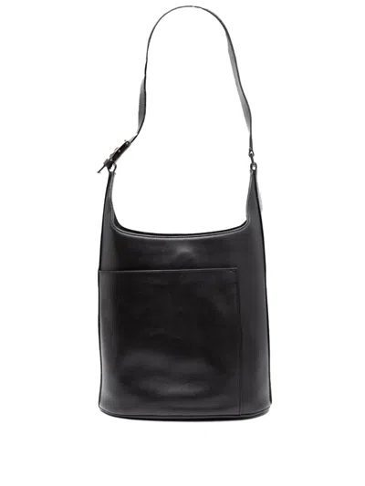 Pre-owned Ferragamo 1990-2020 Leather Gancini Shoulder Bag In Black