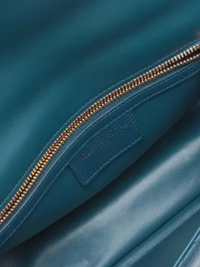 Pre-owned Dior 2021-2025 Medium Calfskin Cannage Supple Caro Bag Crossbody Bag In Blue