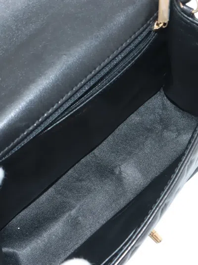 Pre-owned Chanel 2016-2017 Small Lambskin Cross Stitch Coco Top Handle Bag Satchel In Black