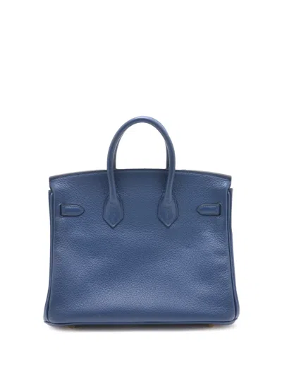 Pre-owned Hermes 2022 Clemence Birkin Verso Retourne 25 Handbag In Blue