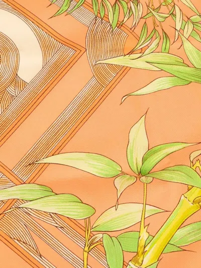 Pre-owned Hermes 20th Century Serenite Silk Scarf 90 Scarves In Orange