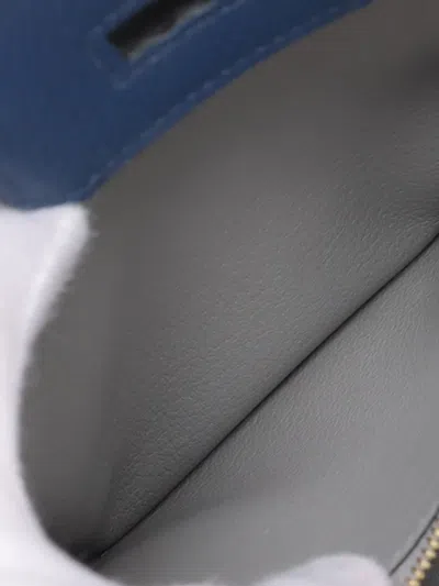 Pre-owned Hermes 2022 Clemence Birkin Verso Retourne 25 Handbag In Blue