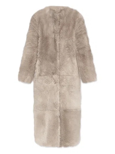 Stand Studio Hilma Patchwork Faux Fur Coat In Neutral