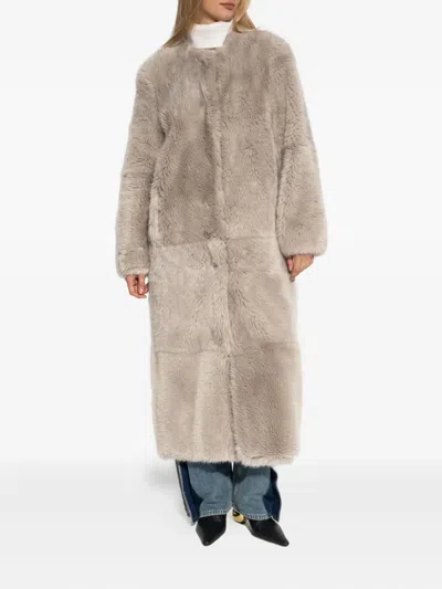 Stand Studio Hilma Patchwork Faux Fur Coat In Neutral