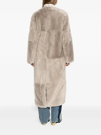 Stand Studio Hilma Patchwork Faux Fur Coat In Neutral