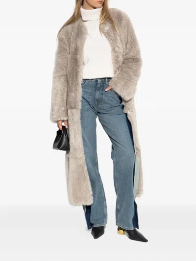 Stand Studio Hilma Patchwork Faux Fur Coat In Neutral