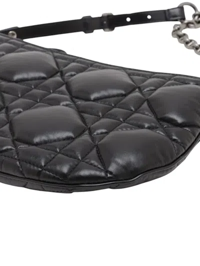 Pre-owned Dior 2000-2025 Mini Calfskin Macrocannage  Caro Tulip Bag Shoulder Bag In Black