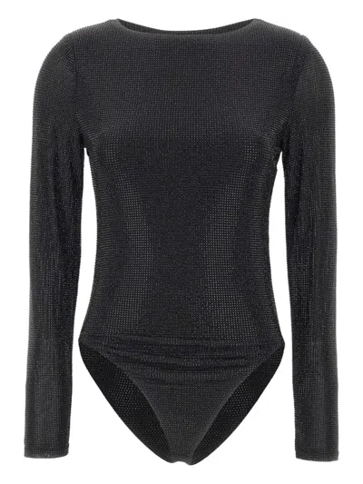 Twenty Four Haitch Arches Rhinestones Long-sleeve Body In Black
