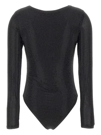 Twenty Four Haitch Arches Rhinestones Long-sleeve Body In Black