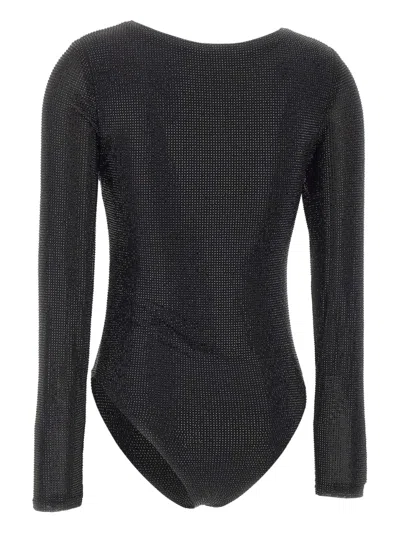 Twenty Four Haitch Arches Rhinestones Long-sleeve Body In Black