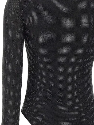 Twenty Four Haitch Arches Rhinestones Long-sleeve Body In Black