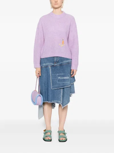 Mira Mikati Slogan-embroidered Jumper In Purple