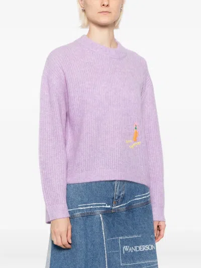 Mira Mikati Slogan-embroidered Jumper In Purple