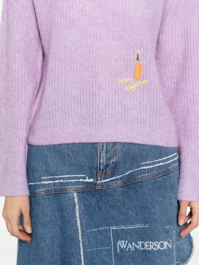 Mira Mikati Slogan-embroidered Jumper In Purple
