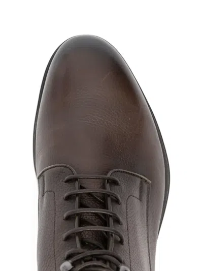 Santoni Lace-up Leather Boots In Brown