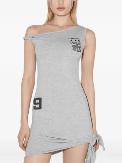Misbhv Knot-graphic Football Mini Dress In Gray