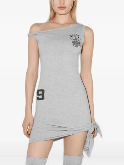 Misbhv Knot-graphic Football Mini Dress In Gray
