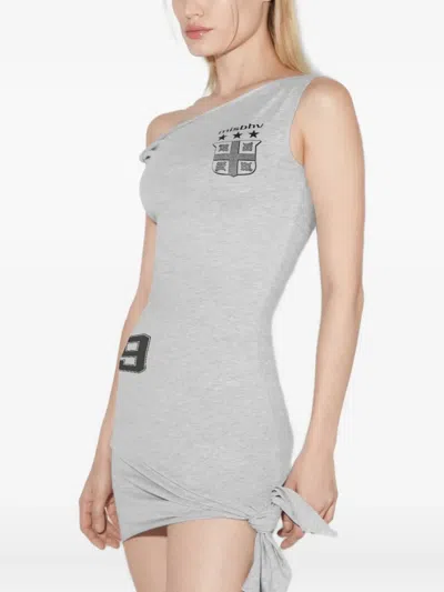 Misbhv Knot-graphic Football Mini Dress In Gray