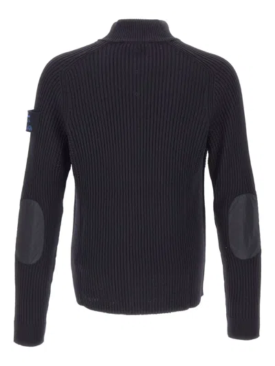 Premiata Ribbed-knit Zip-up Cardigan In Blue