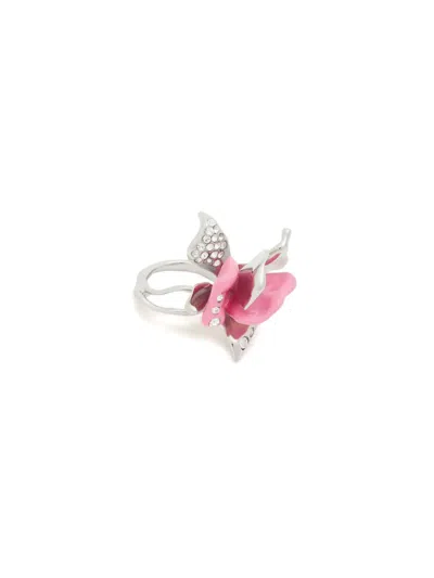 Marni Enamelled Tulip Rhinestone Ring In Silver