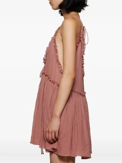Attico Ruffled Tie Mini Dress In Pink