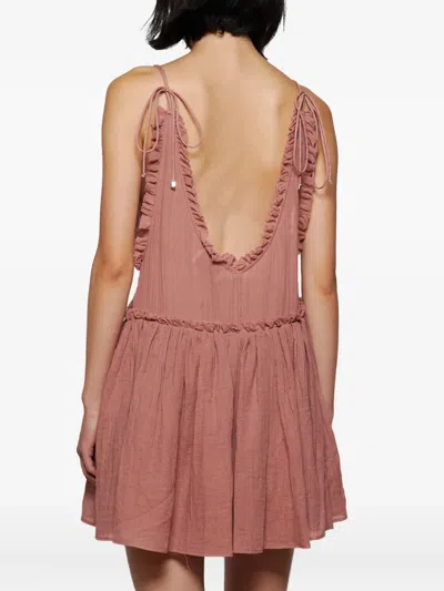 Attico Ruffled Tie Mini Dress In Pink