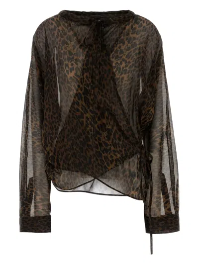 Balenciaga Printed Georgette Blouse In Animal Print