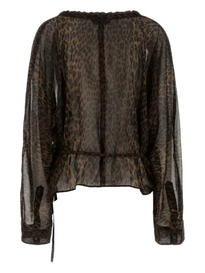 Balenciaga Printed Georgette Blouse In Animal Print