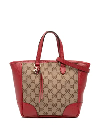 Pre-owned Gucci 2016-2025 Small Gg Canvas Bree Satchel In Brown