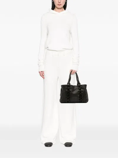 Pre-owned Ferragamo 2000-2025 Leather Gancini Braided Tote Bag In Black