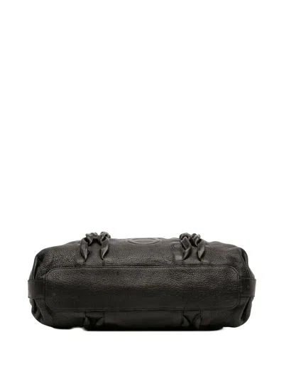 Pre-owned Ferragamo 2000-2025 Leather Gancini Braided Tote Bag In Black