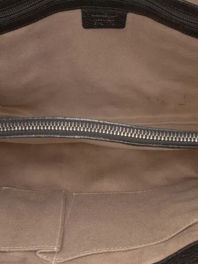 Pre-owned Ferragamo 2000-2025 Leather Gancini Braided Tote Bag In Black