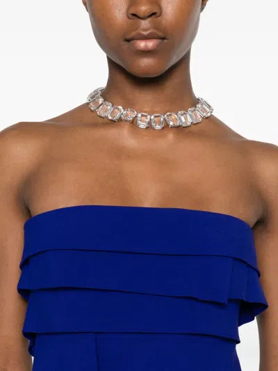 Versace Tiered-design Mini Dress In Blue