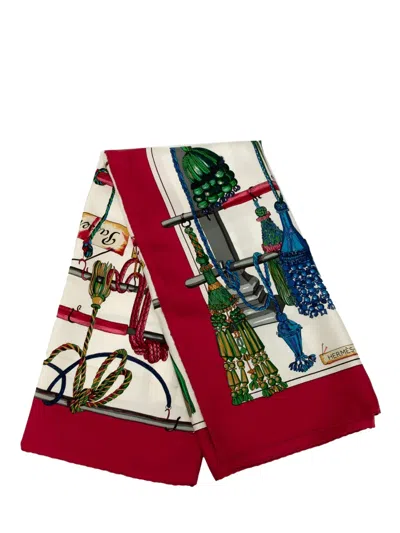 Pre-owned Hermes 1986-1998 Passementerie Silk Scarf Scarves In Red