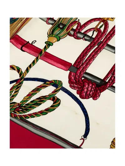 Pre-owned Hermes 1986-1998 Passementerie Silk Scarf Scarves In Red