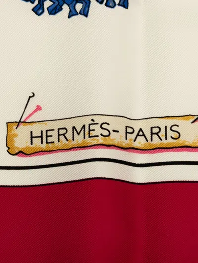 Pre-owned Hermes 1986-1998 Passementerie Silk Scarf Scarves In Red