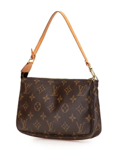 Pre-owned Louis Vuitton 2002 Monogram Pochette Accessoires Shoulder Bag In Brown