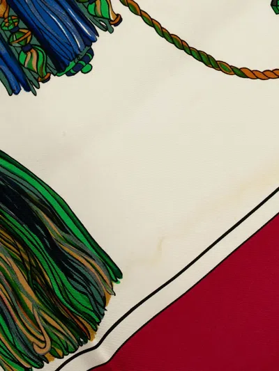 Pre-owned Hermes 1986-1998 Passementerie Silk Scarf Scarves In Red