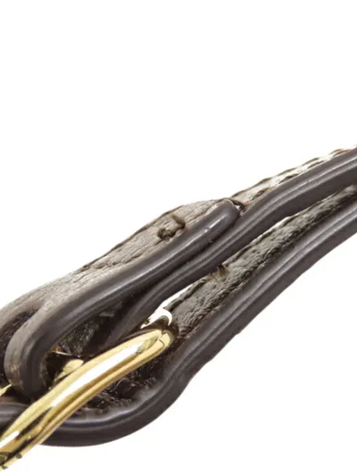 Pre-owned Gucci 2016-2025 Gg Supreme Teddy Phone Holder Crossbody Bag In Brown