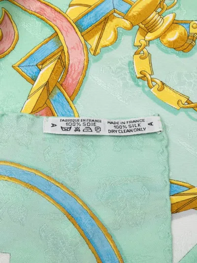 Pre-owned Hermes 20th Century L Instruction Du Roy Silk Scarf 90 Scarves In Green