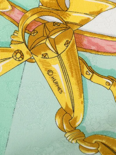 Pre-owned Hermes 20th Century L Instruction Du Roy Silk Scarf 90 Scarves In Green